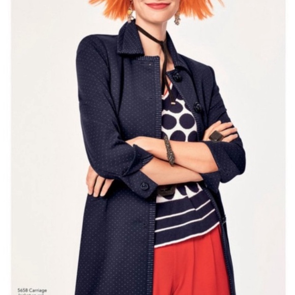 CAbi Two Piece Matching Set Jacket and Pants Navy Dot Print Women's Small - Picture 6 of 15